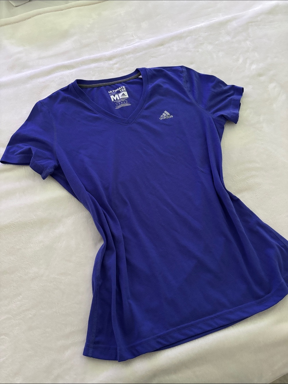 adidas Blue V-Neck Performance Tee